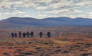 students hiking in Finnish Lapland