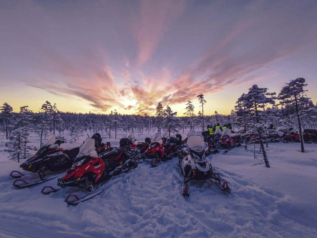 Image of a snowmobile safari in Levi, Lapland.